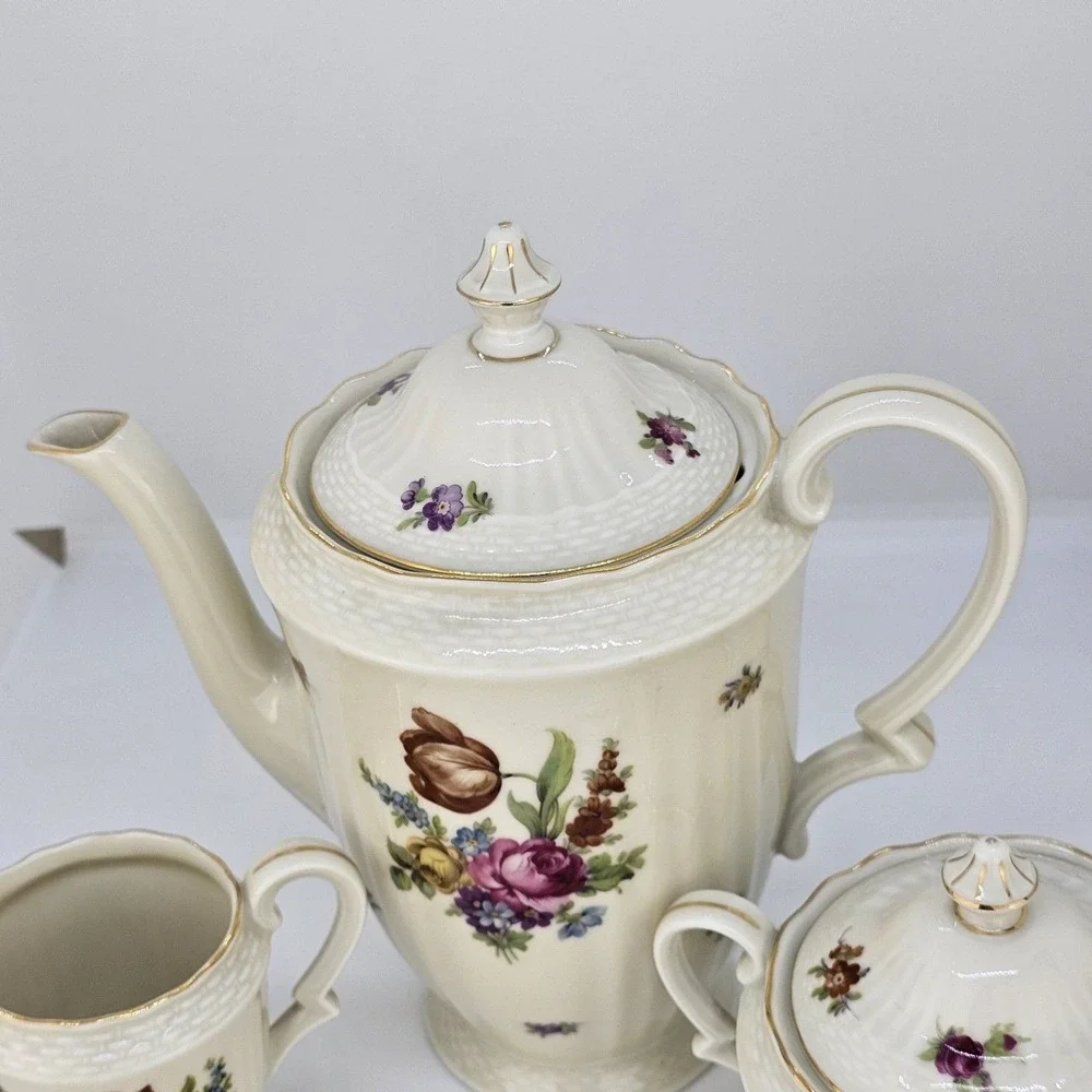 Epiag Czechoslovakia COFFEE TEA POT With Cream and Sugar Bowl China‎